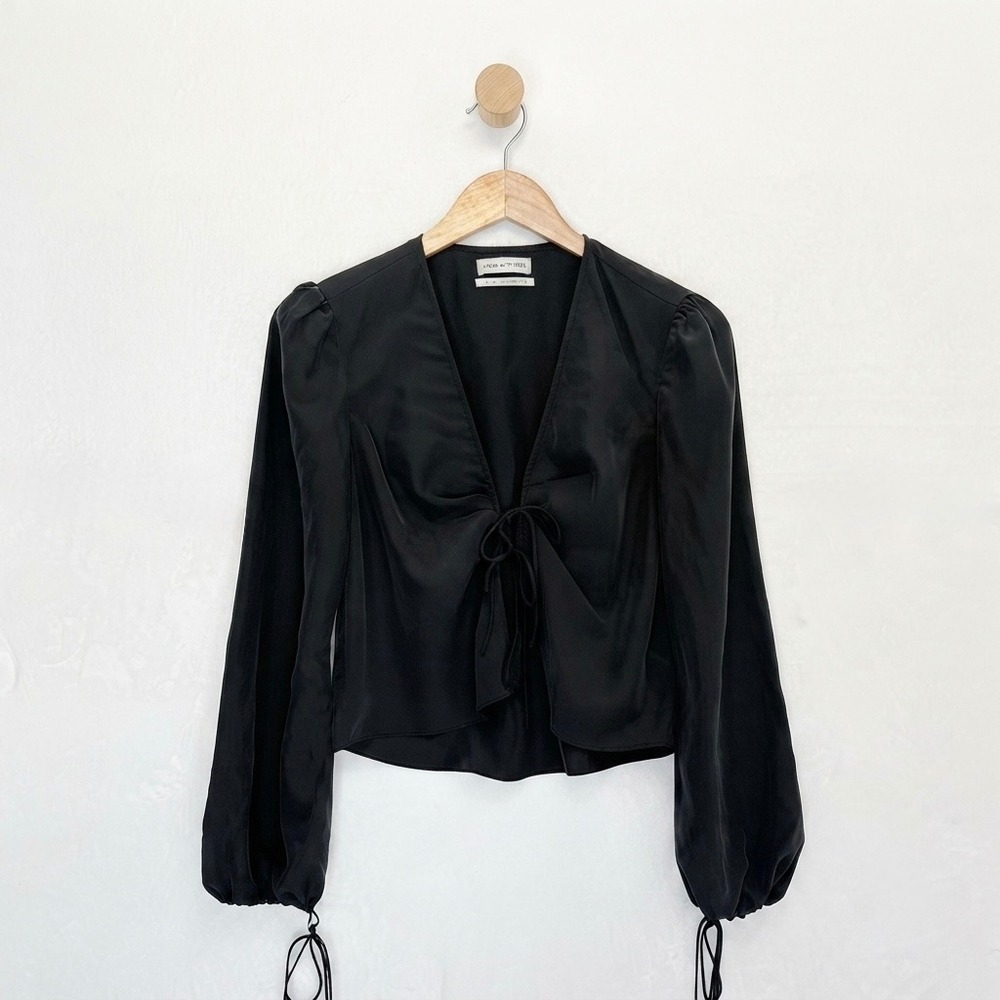 Urban Outfitters Vampirella Dark Academia Tie Front Top‎ Small Witchy Whimsigoth